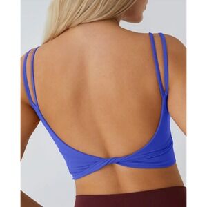 Halara Double Straps Cropped Yoga Tank Top Womens Small Blue Gym Yoga Athletic